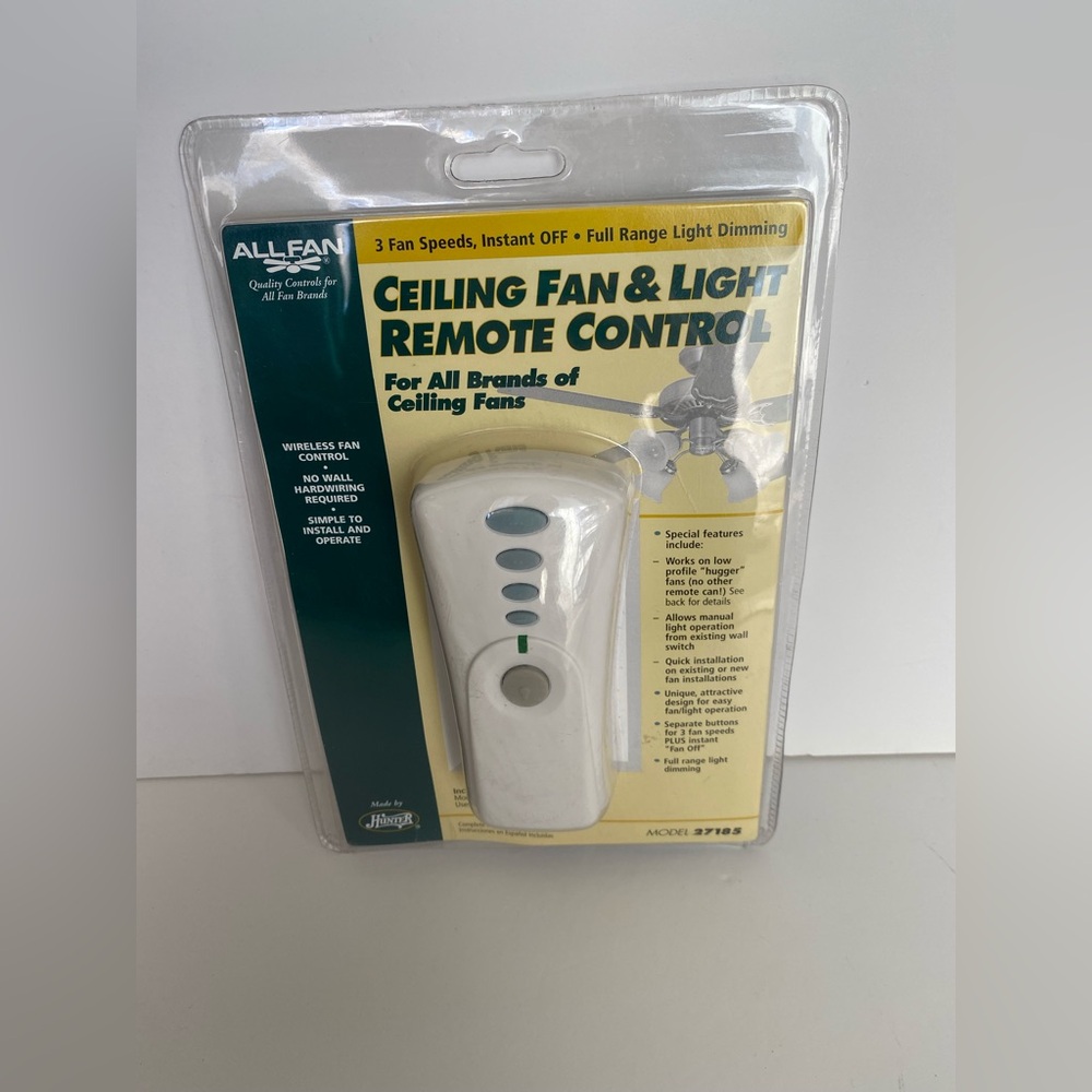 Hunter 27185 ceiling fan light remote control 3 speed dimming vintage NOS